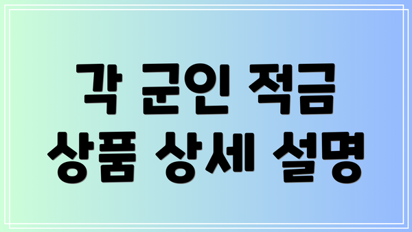 각 군인 적금 상품 상세 설명