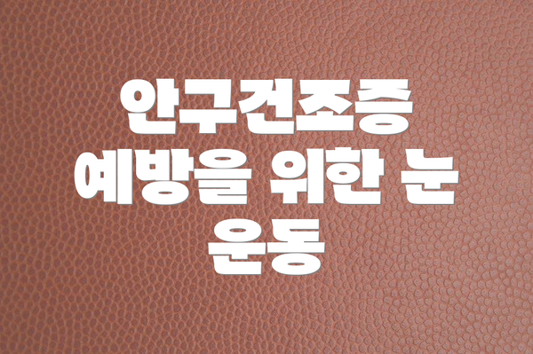 안구건조증 예방을 위한 눈 운동