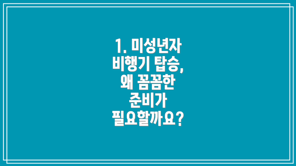 1. 미성년자 비행기 탑승, 왜 꼼꼼한 준비가 필요할까요?