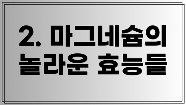 2. 마그네슘의 놀라운 효능들