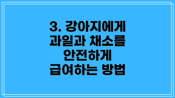 3. 강아지에게 과일과 채소를 안전하게 급여하는 방법