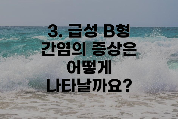3. 급성 B형 간염의 증상은 어떻게 나타날까요?