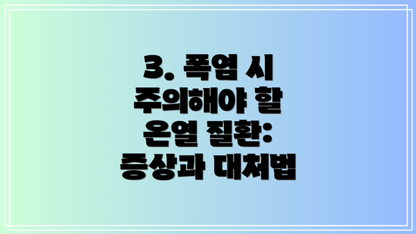 3. 폭염 시 주의해야 할 온열 질환: 증상과 대처법
