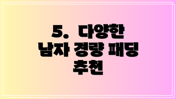 5.  다양한 남자 경량 패딩 추천