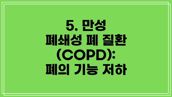 5. 만성 폐쇄성 폐 질환 (COPD): 폐의 기능 저하