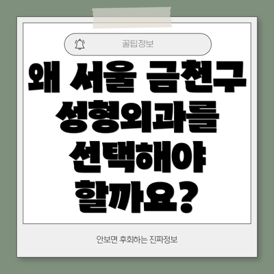 왜 서울 금천구 성형외과를 선택해야 할까요?