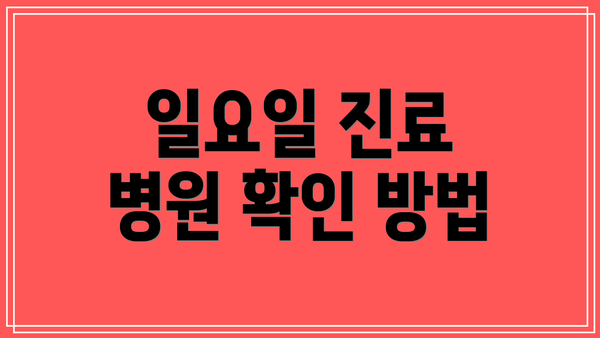 일요일 진료 병원 확인 방법
