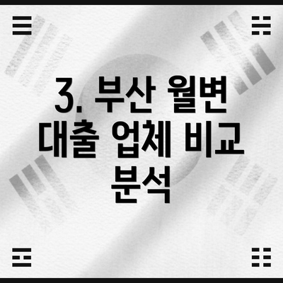 3. 부산 월변 대출 업체 비교 분석