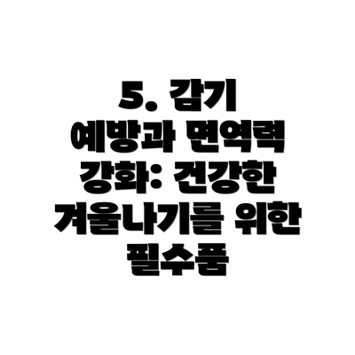 5. 감기 예방과 면역력 강화: 건강한 겨울나기를 위한 필수품