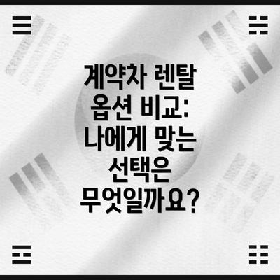 계약차 렌탈 옵션 비교: 나에게 맞는 선택은 무엇일까요?