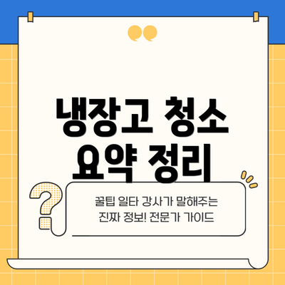 냉장고 청소 요약 정리