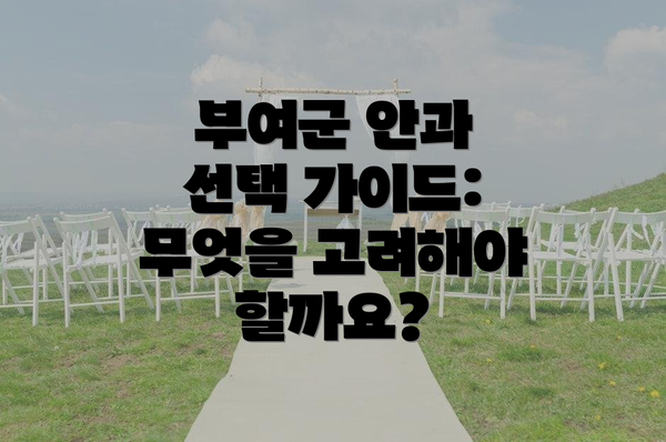 부여군 안과 선택 가이드: 무엇을 고려해야 할까요?