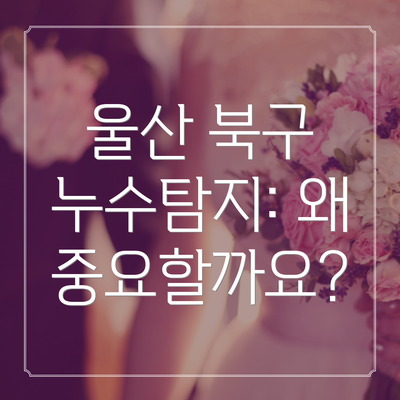 울산 북구 누수탐지: 왜 중요할까요?