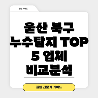 울산 북구 누수탐지 TOP 5 업체 비교분석