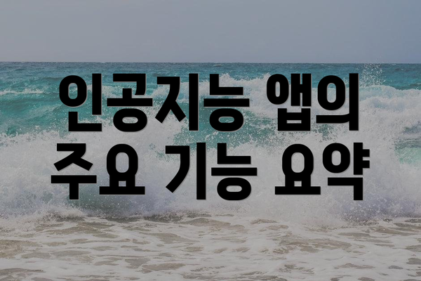 인공지능 앱의 주요 기능 요약