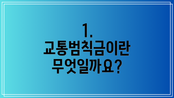 1. 교통범칙금이란 무엇일까요?