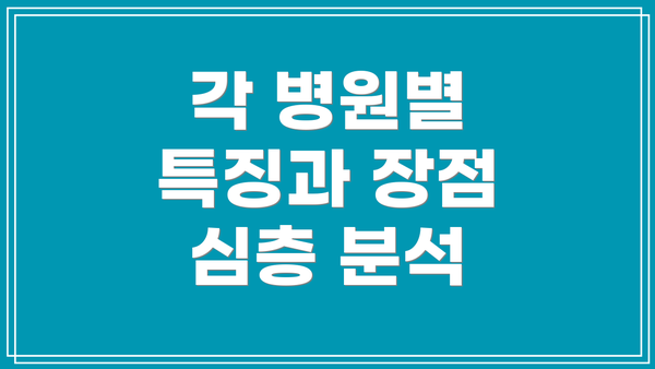 각 병원별 특징과 장점 심층 분석