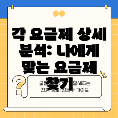 각 요금제 상세 분석: 나에게 맞는 요금제 찾기