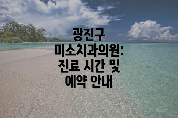 광진구 미소치과의원: 진료 시간 및 예약 안내