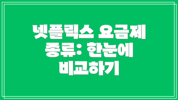 넷플릭스 요금제 종류: 한눈에 비교하기