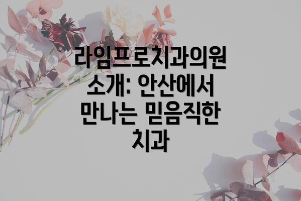 라임프로치과의원 소개: 안산에서 만나는 믿음직한 치과
