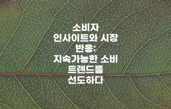 소비자 인사이트와 시장 반응: 지속가능한 소비 트렌드를 선도하다