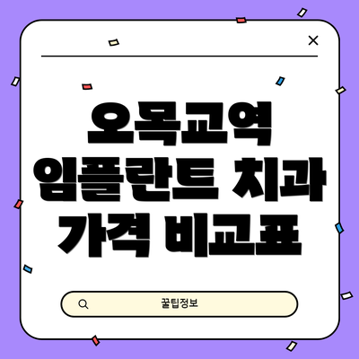 오목교역 임플란트 치과 가격 비교표