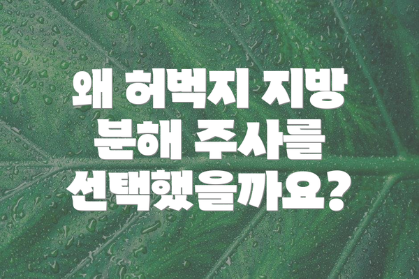 왜 허벅지 지방 분해 주사를 선택했을까요?