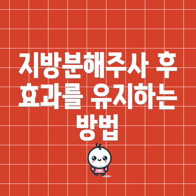 지방분해주사 후 효과를 유지하는 방법