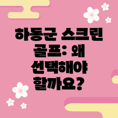 하동군 스크린 골프: 왜 선택해야 할까요?