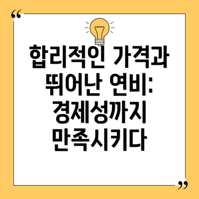합리적인 가격과 뛰어난 연비: 경제성까지 만족시키다