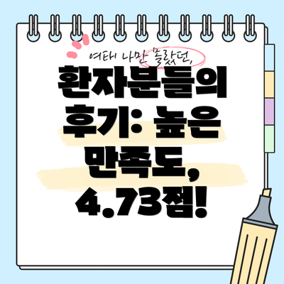 환자분들의 후기: 높은 만족도, 4.73점!