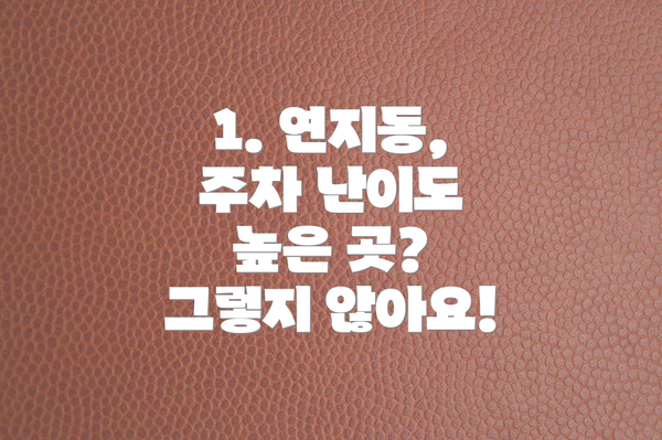 1. 연지동, 주차 난이도 높은 곳? 그렇지 않아요!