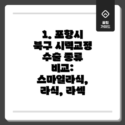 1. 포항시 북구 시력교정 수술 종류 비교: 스마일라식, 라식, 라섹