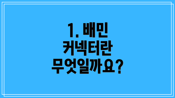 1. 배민 커넥터란 무엇일까요?