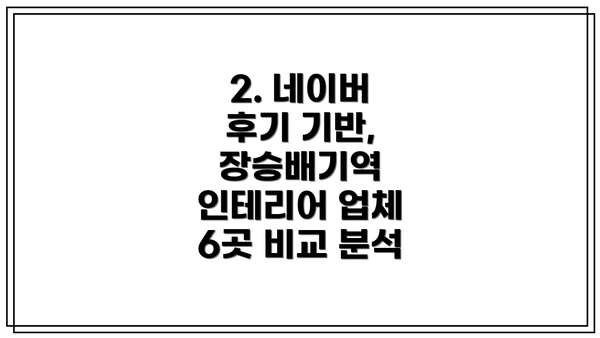 2. 네이버 후기 기반, 장승배기역 인테리어 업체 6곳 비교 분석