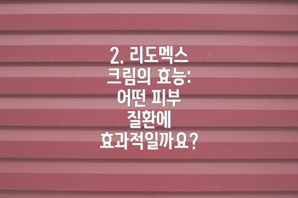 2. 리도멕스 크림의 효능: 어떤 피부 질환에 효과적일까요?