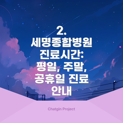 2. 세명종합병원 진료시간: 평일, 주말, 공휴일 진료 안내