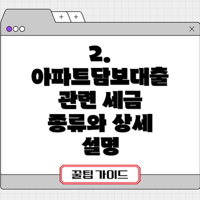 2. 아파트담보대출 관련 세금 종류와 상세 설명