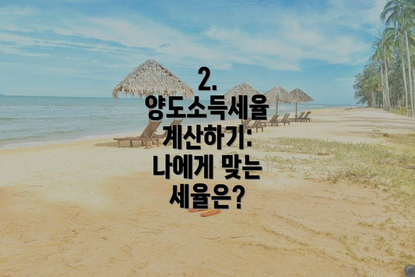 2. 양도소득세율 계산하기: 나에게 맞는 세율은?