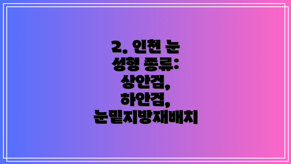 2. 인천 눈 성형 종류: 상안검, 하안검, 눈밑지방재배치