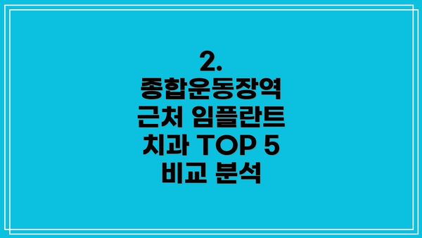 2. 종합운동장역 근처 임플란트 치과 TOP 5 비교 분석