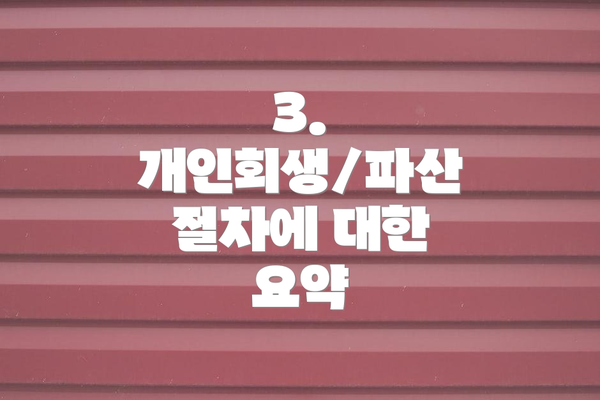3. 개인회생/파산 절차에 대한 요약