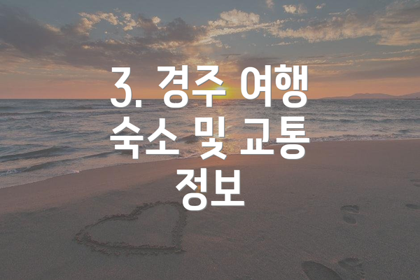 3. 경주 여행 숙소 및 교통 정보