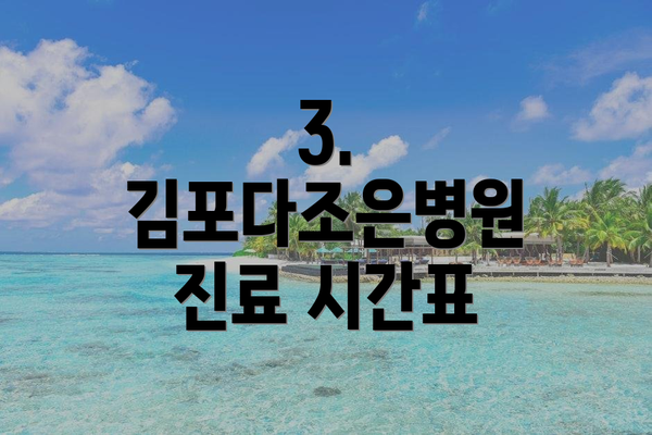 3. 김포다조은병원 진료 시간표