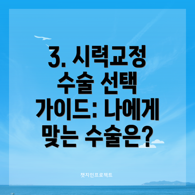 3. 시력교정 수술 선택 가이드: 나에게 맞는 수술은?