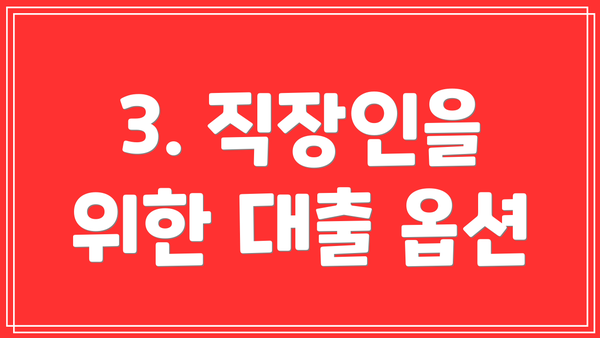 3. 직장인을 위한 대출 옵션