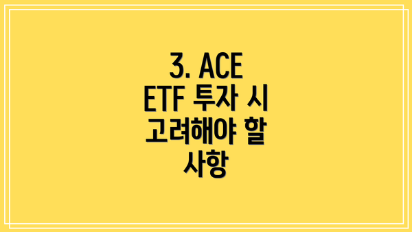 3. ACE ETF 투자 시 고려해야 할 사항