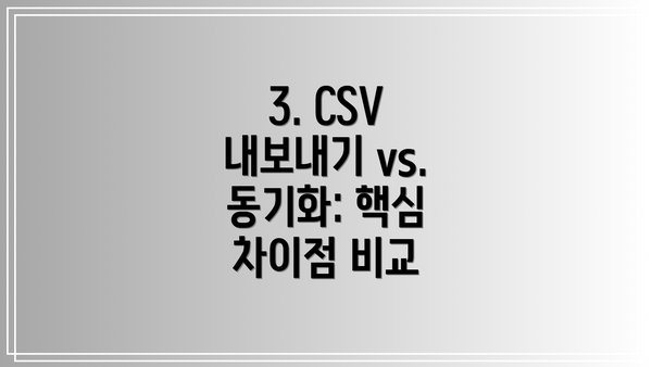3. CSV 내보내기 vs. 동기화: 핵심 차이점 비교