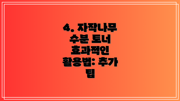 4. 자작나무 수분 토너 효과적인 활용법: 추가 팁